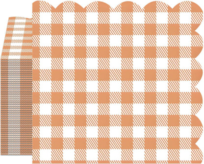 40PCS Cocktail Napkins Orange Checkered Napkins Tangerine and White Disposable Checkered Paper Napkins Orange Party Decorations for Baby Shower Dinner Picnic Halloween