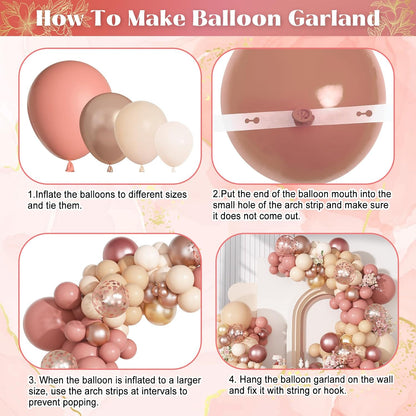 170Pcs Blush Dusty Rose Pink Balloons Garland Arch Kit 18 12 10 5 Inch