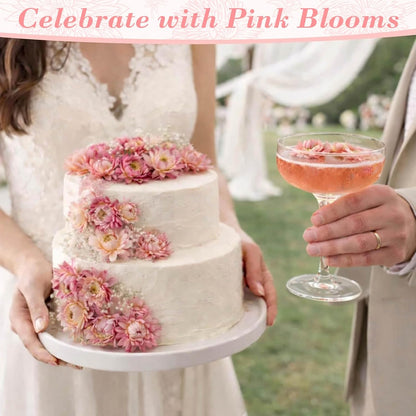 50+ Pcs Edible Pink Dried Flowers, Food Grade Helichrysum Strawflowers, Natural Edible Dried Flowers for Garnishing Cocktails, Cake Decorations, Drink Botanicals, Tea Infusions and DIY Crafts