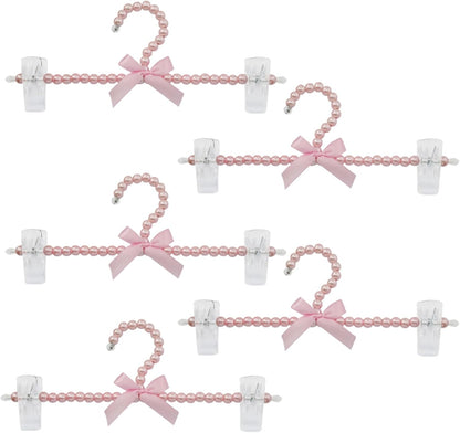13 inch Pearl Hanger Pants Hangers with Clip,Cute Ribbon Bow Hanger