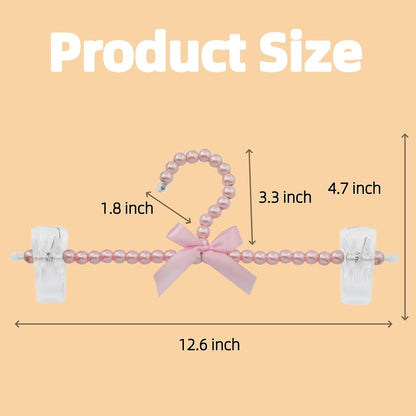 13 inch Pearl Hanger Pants Hangers with Clip,Cute Ribbon Bow Hanger