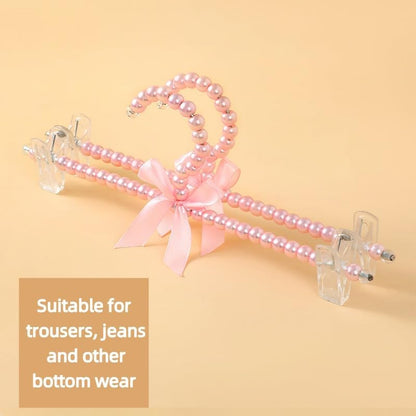 13 inch Pearl Hanger Pants Hangers with Clip,Cute Ribbon Bow Hanger