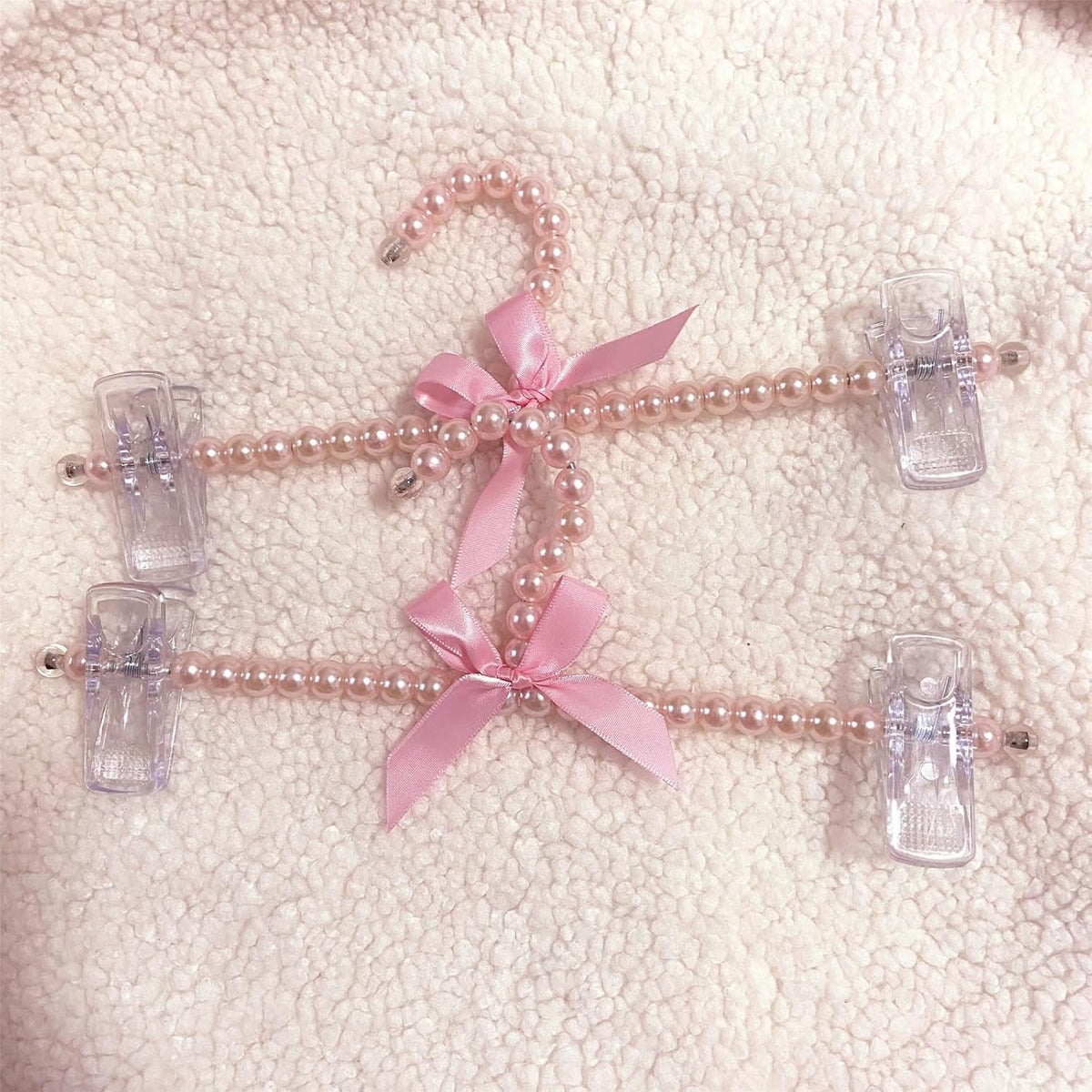 13 inch Pearl Hanger Pants Hangers with Clip,Cute Ribbon Bow Hanger