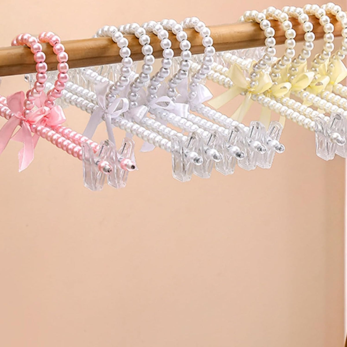 13 inch Pearl Hanger Pants Hangers with Clip,Cute Ribbon Bow Hanger
