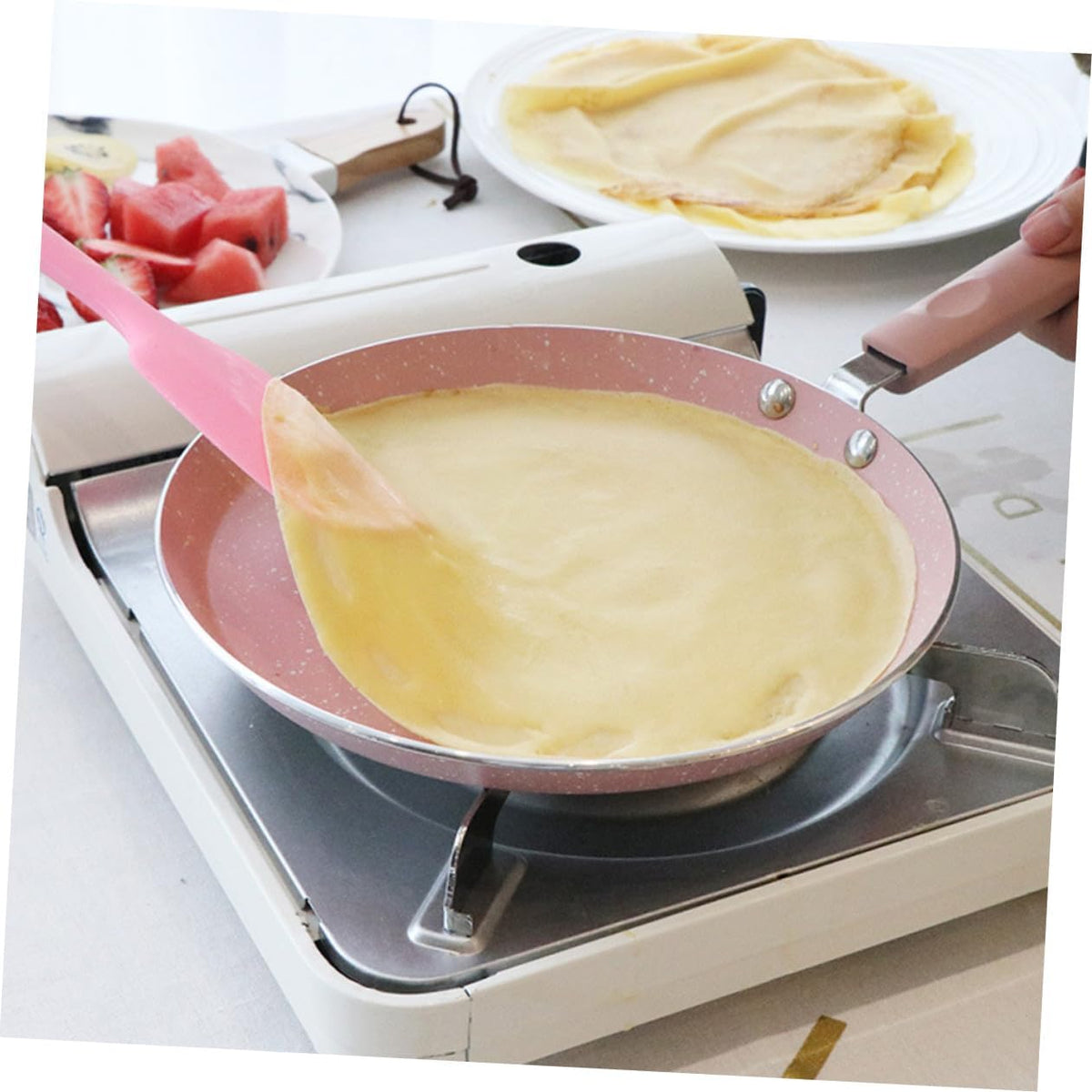 Aluminum Non-stick Frying Pan 8-inch Pink Omelet Pancake Skillet for Home and Restaurant Cooking