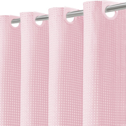 Inhousolu No Hook Shower Curtain with Removable Snap-in Liner, Waffle Weave 230 GSM Polyester, Weighted Hem, Water Repellent Washable, 72 x 72 Inch, Pink