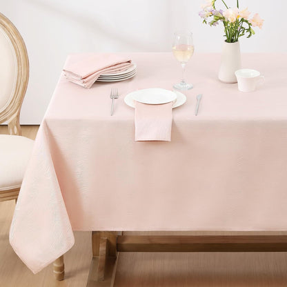 Jacquard Rectangle Tablecloth 52 x 70 Inch, Light Pink