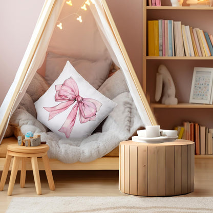 Pink Bow Coquette Pillow Covers 18x18, Pink Bow Coquette Preppy Room Decor, Girly Bedroom Decor