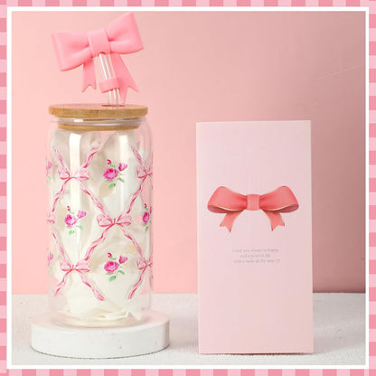 Pink Bow Floral Gift Baskets for Teen Girls, Women Trendy Stuff Coquette Bow Teen Girl Self Care Birthday Box Gift for Her, Sister Friend Women Sweet 16th 18th 21st Box
