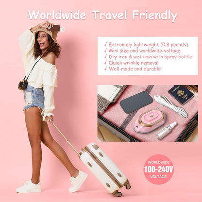 Travel Iron Set, 100-240V Mini Dry Iron for Clothes (No Steam)