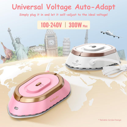 Travel Iron Set, 100-240V Mini Dry Iron for Clothes (No Steam)
