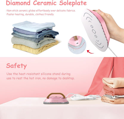 Travel Iron Set, 100-240V Mini Dry Iron for Clothes (No Steam)