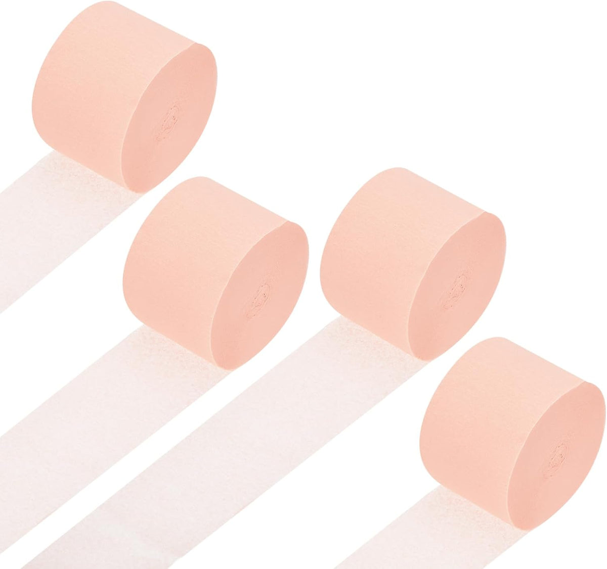 Crepe Paper Roll, 4 Rolls 328ft Peach Pink Crepe Paper Streamers, [for Party Streamer Decorations] - (1.8 Inch x 82 ft/Roll)
