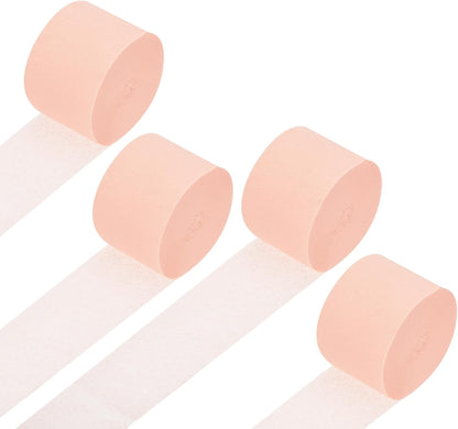 Crepe Paper Roll, 4 Rolls 328ft Peach Pink Crepe Paper Streamers, [for Party Streamer Decorations] - (1.8 Inch x 82 ft/Roll)