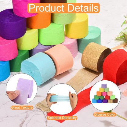 Crepe Paper Roll, 4 Rolls 328ft Peach Pink Crepe Paper Streamers, [for Party Streamer Decorations] - (1.8 Inch x 82 ft/Roll)