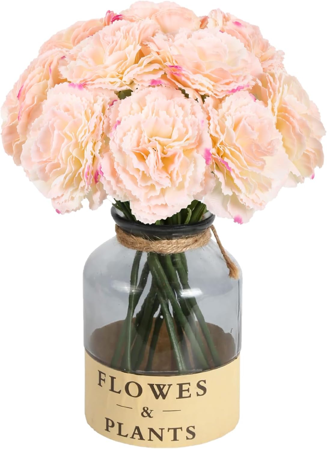 Fake Carnations Light Pink Flowers Artificial 10PCS Carnations Flowers 11.4" Small Fake Flowers Silk Flowers with Stems of Baby Shower Decorations Table Decor Centerpieces (Light Pink)