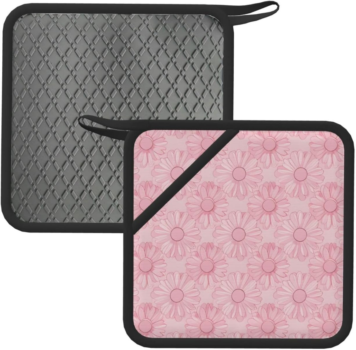 Light Pink Daisies Non-Skid Silicone Crafting Mats, Heat Resistant, Non-Stick, Jewelry Casting, Pot Holder, Coaster, Dish Mat 2PC
