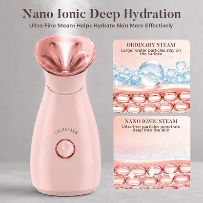 Nano Ionic Facial Steamer Kit with 17 Skin Care Tools for Home Spa
