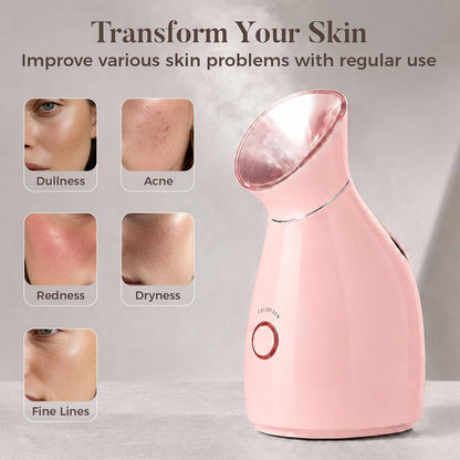 Nano Ionic Facial Steamer Kit with 17 Skin Care Tools for Home Spa