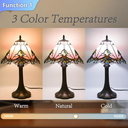 12 inch Tiffany Table Lamp, Pink Baroque Style Stained Glass Lamp