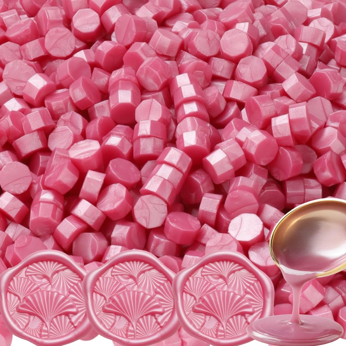 Pearl Pink Wax Seal Beads, 400Pcs Sealing Wax Beads, Octagon Wax Sealing Beads, Sealing Wax Beads Set for Wax Seal Stamp, Gift Wrapping, Letter Sealing (400, Pearl Pink)