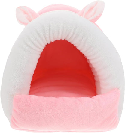 Hamster Warm Cave Cotton Bed Small Pet Hideout Nest Cozy Soft House for Guinea Pig Rabbit Hedgehog S Size Pink