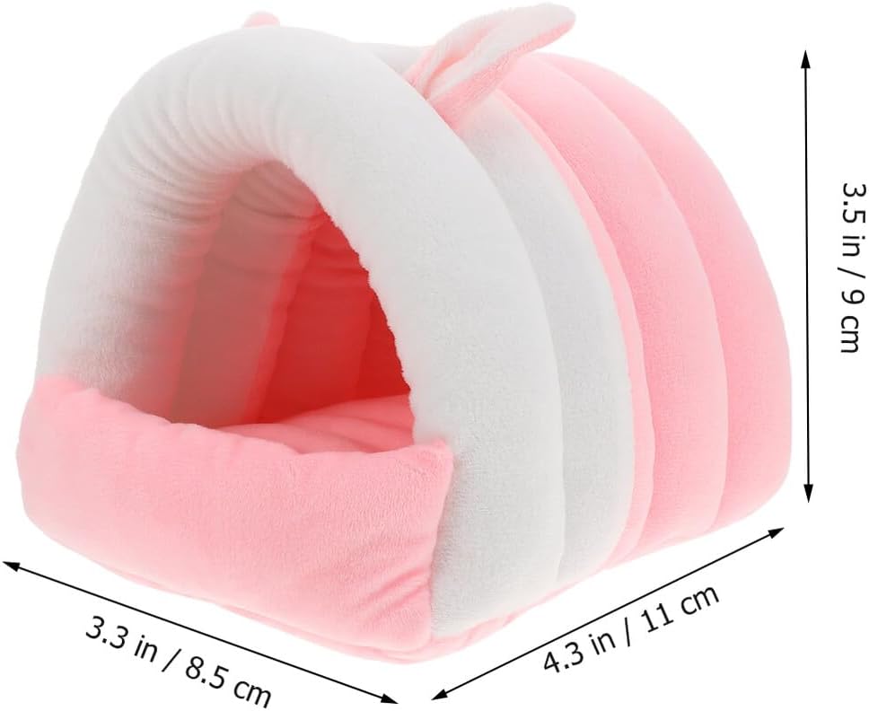 Hamster Warm Cave Cotton Bed Small Pet Hideout Nest Cozy Soft House for Guinea Pig Rabbit Hedgehog S Size Pink
