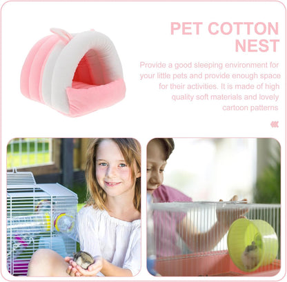 Hamster Warm Cave Cotton Bed Small Pet Hideout Nest Cozy Soft House for Guinea Pig Rabbit Hedgehog S Size Pink