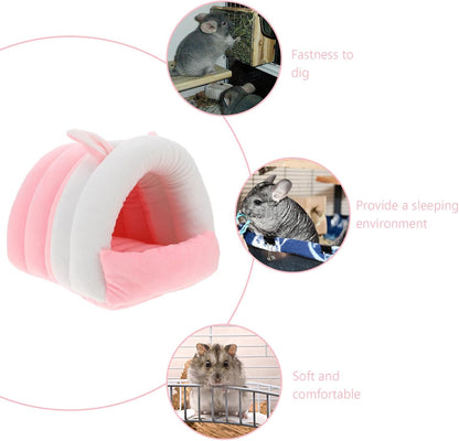 Hamster Warm Cave Cotton Bed Small Pet Hideout Nest Cozy Soft House for Guinea Pig Rabbit Hedgehog S Size Pink