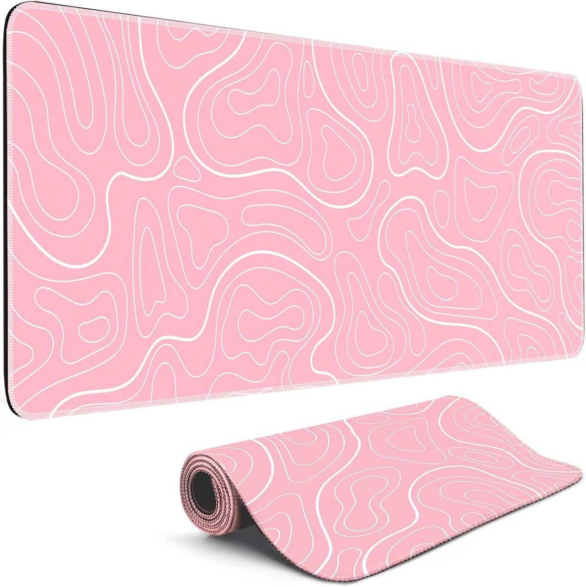 Gaming Mouse Pad Pink Topographic XL Mouse Mat, 31.5 x 11.8IN