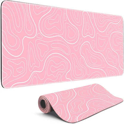Gaming Mouse Pad Pink Topographic XL Mouse Mat, 31.5 x 11.8IN