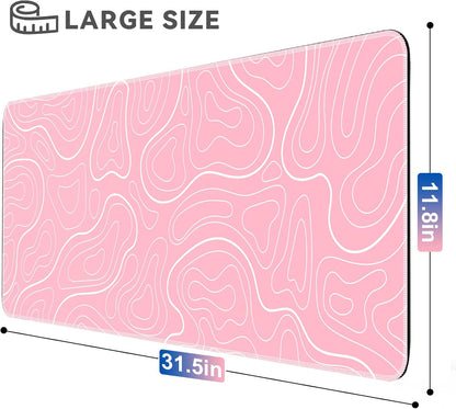 Gaming Mouse Pad Pink Topographic XL Mouse Mat, 31.5 x 11.8IN
