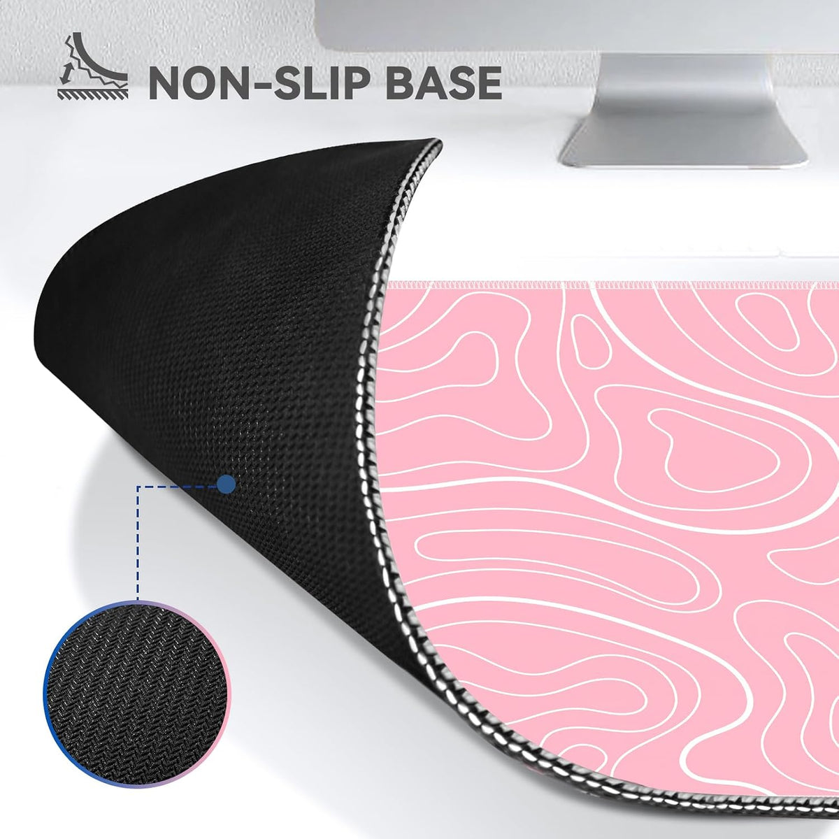 Gaming Mouse Pad Pink Topographic XL Mouse Mat, 31.5 x 11.8IN