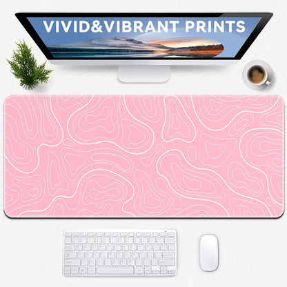 Gaming Mouse Pad Pink Topographic XL Mouse Mat, 31.5 x 11.8IN