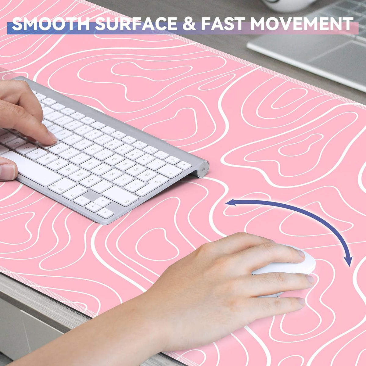 Gaming Mouse Pad Pink Topographic XL Mouse Mat, 31.5 x 11.8IN