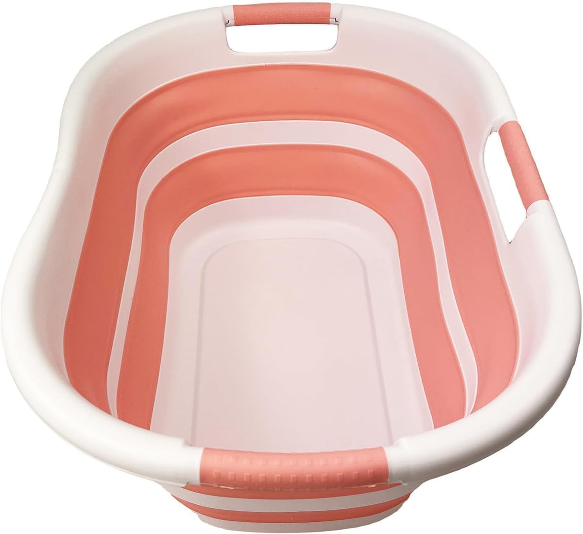 40L (10.5 gallon) Collapsible Plastic Laundry Hamper - Foldable Pop Up Storage Container/Organizer - Portable Washing Tub - Space Saving Basket (1, White/Quartz Pink)