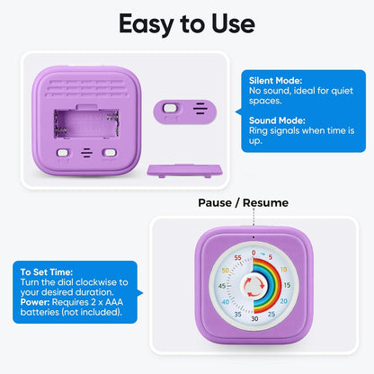 Rainbow Visual Timer for Kids with 60 Minute Silent Mode