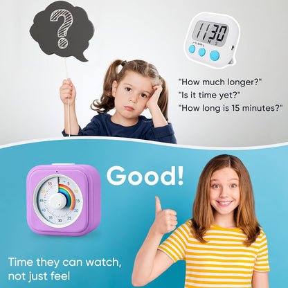 Rainbow Visual Timer for Kids with 60 Minute Silent Mode