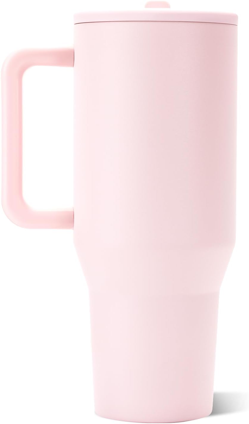 Traveler 40oz, Insulated Tumbler with Handle & Straw, Pink Sand