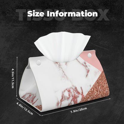 Pink White Marble Glitter Tissue Box Cover Rectangle PU Leather Facial Tissue Case Paper Holder Organizer for Decor Bathroom Vanity Countertop Bedroom Dresser Night Stand Desk Tabletop Car Office