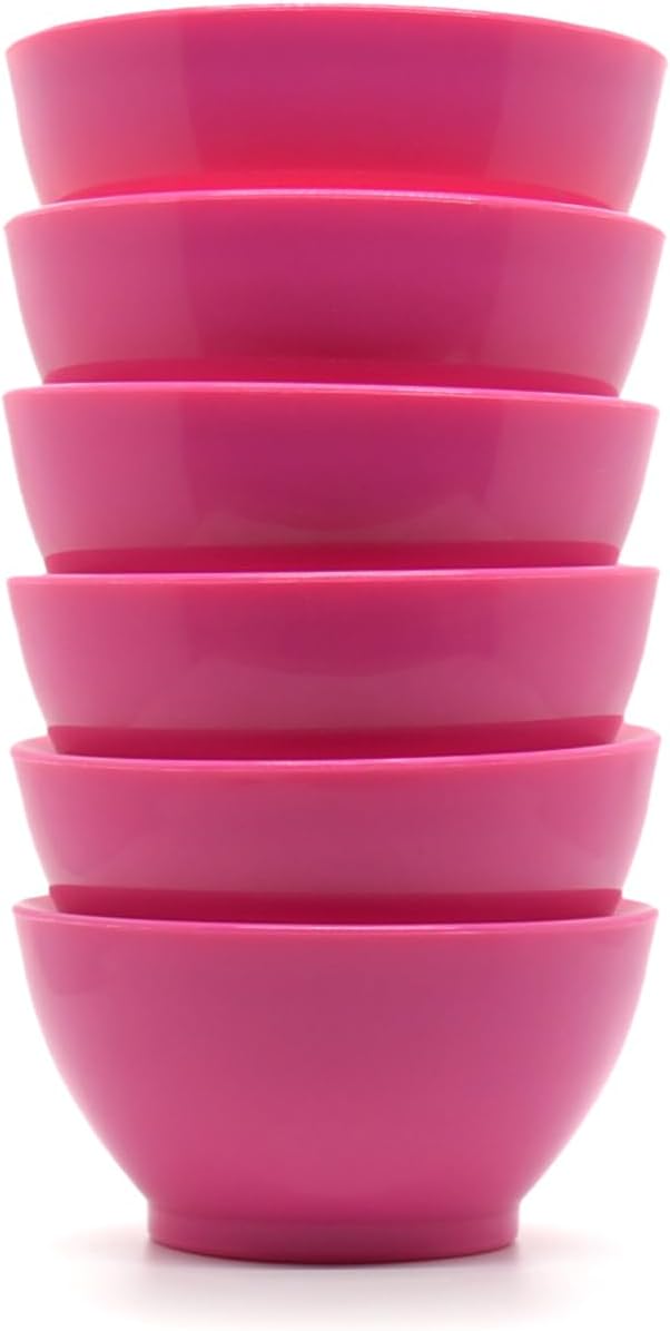 8oz Non-Spill Mini Plastic Bowl Set, Hibiscus Pink, Set of 6