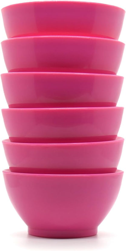 8oz Non-Spill Mini Plastic Bowl Set, Hibiscus Pink, Set of 6