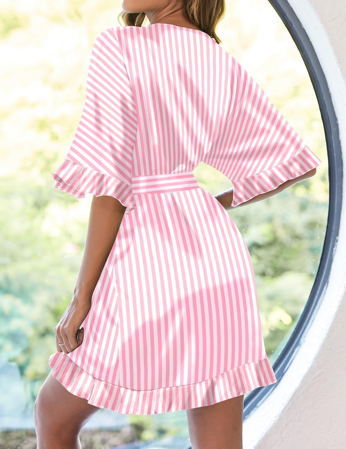 Womens Silk Robe Short Satin Kimono Bathrobe Bridesmaid Sleepwear
