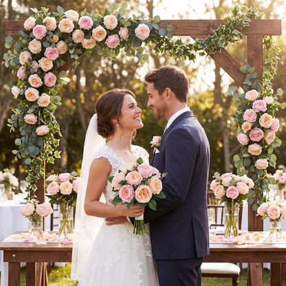 6 Pcs 3.5'' Larger Realistic Touch Peony Artificial Flowers Fake Peony Bouquet Artificial Flower Large Faux DIY Rose Bouquet for Centerpiece Table Wedding Party Home Decor (Soft Pink,Champagne)