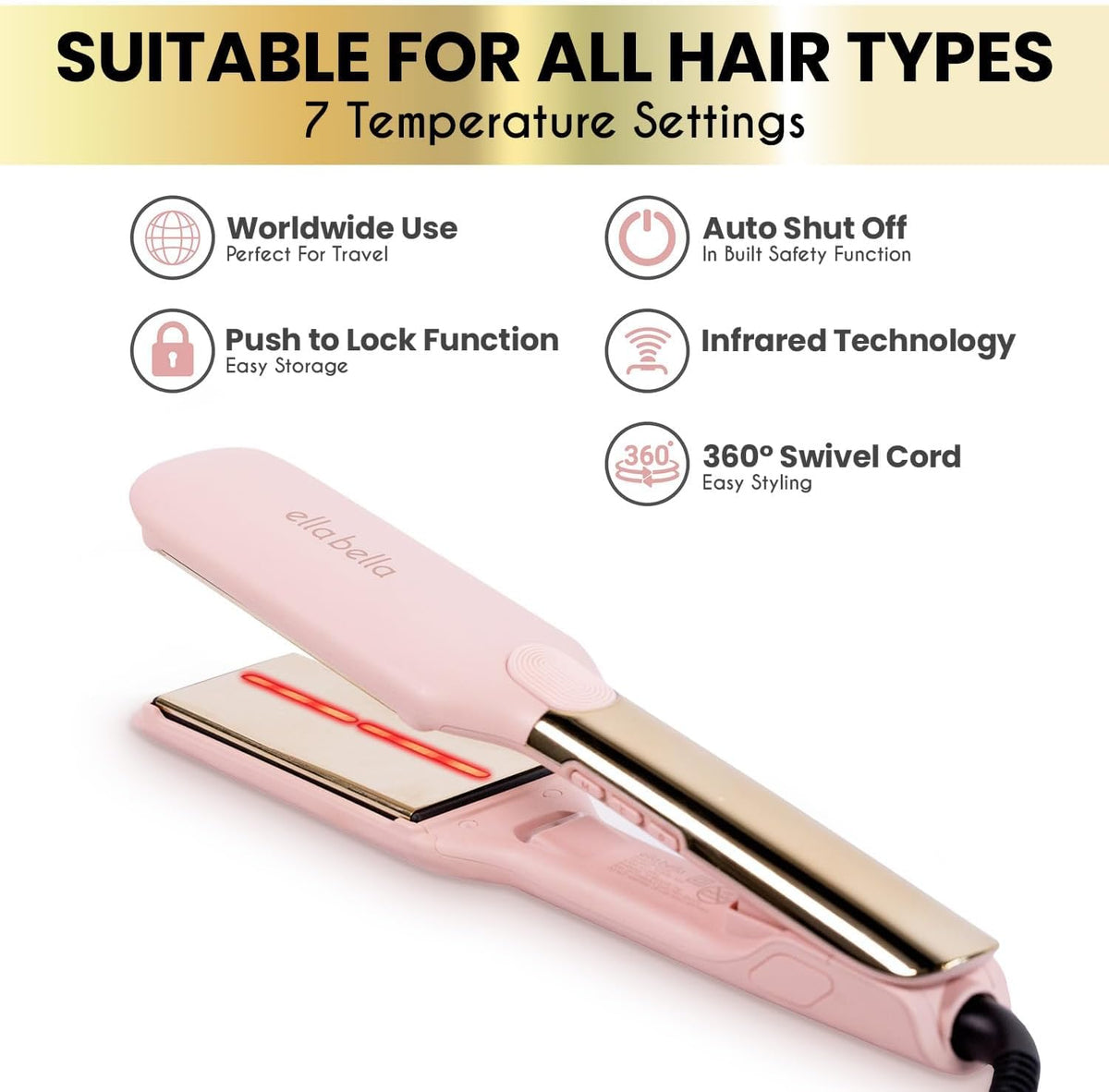 ® Titanium Flat Iron Hair Straightener Large with Infrared