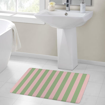 Pink Green Striped Bathroom Rugs Non Slip Washable Funny Stripe Memory Foam Bath Mat for Shower Rustic Bathtub Mat Door Mat Indoor Entrance Floor Mat for Bedroom Bathroom Accessory 24x16 Inch