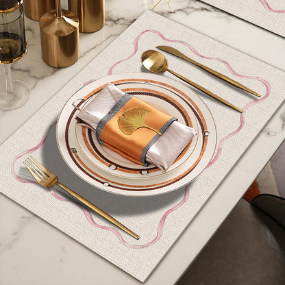 Coquette Pink Bow Placemats Set of 4 12x18 Inch, Preppy Pastel Aesthetic Bowknot Girly Table Mats Washable Placemat for Home Party Kitchen Dining Room Decoration