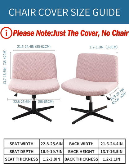 Armless Chair Cover Office Desk Chair Cover, Waterproof and Elastic Criss Cross Chair Covers, Vanity Chair Covers,Mid Back Wide Seat Accent ChairCover(Pink,T-Type,Just the Cover)