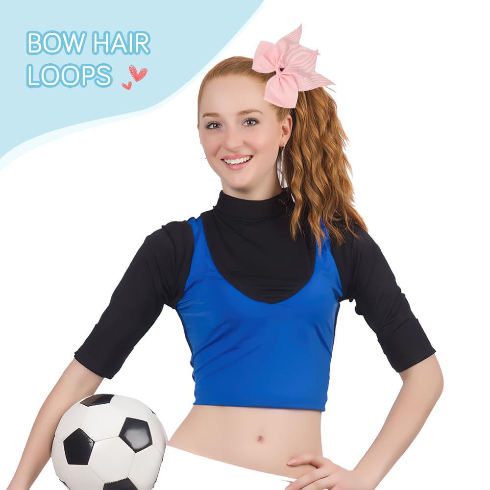 Large 8 Inch Light Pink Cheer Bows for Cheerleaders Hair Bows for Girls Softball Teen Girls College Sports Elastic Ponytail Holder School Cheerleading Hair Accessories 2 Count