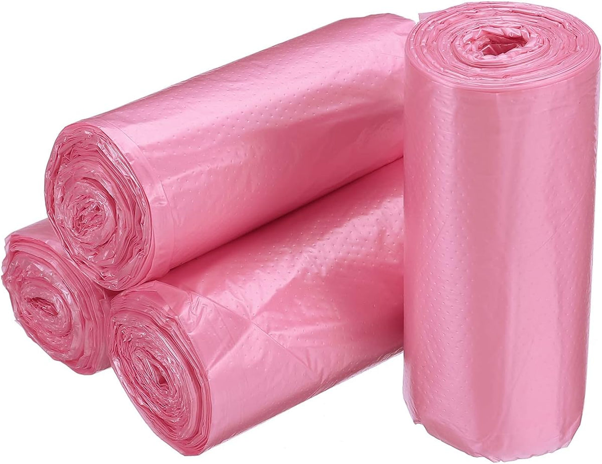 Small Trash Bags 0.5 Gallon Garbage Bags for Desktop Mini Trash Can, Pink, 4 Rolls / 120 Counts